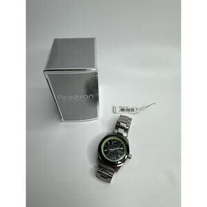 Armitron Mens Water-Resistant 165 Ft Stainless Steel Calendar Watch Lime Green